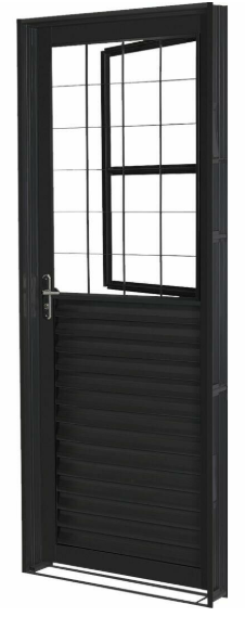 Porta Postigo 83x215 Quadriculada Branca R12