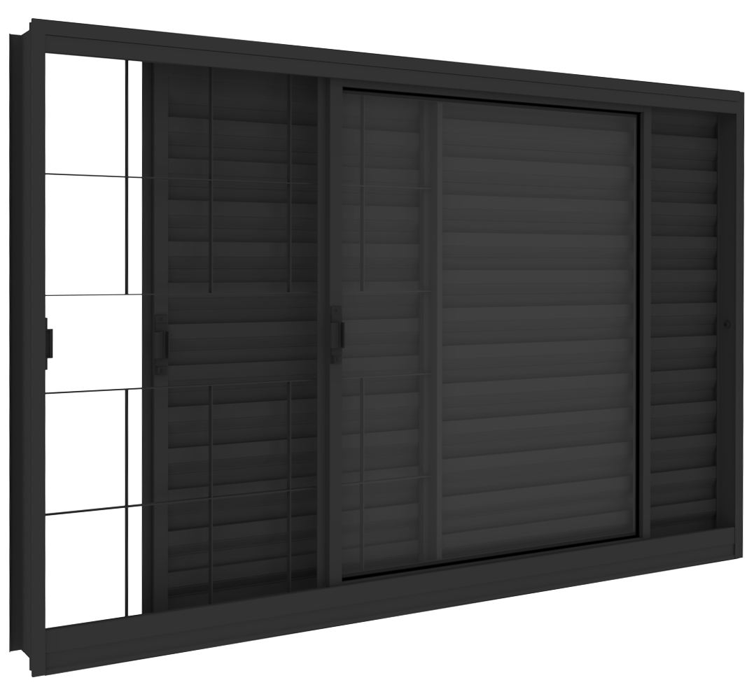 Janela Veneziana 150x100 Quadriculada Preta R12