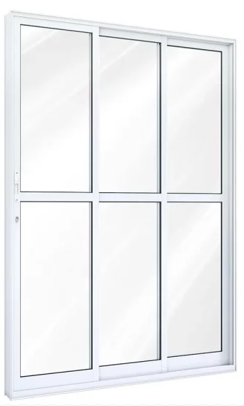 Porta correr 3F 150x215 galvanizada c/travessa R14